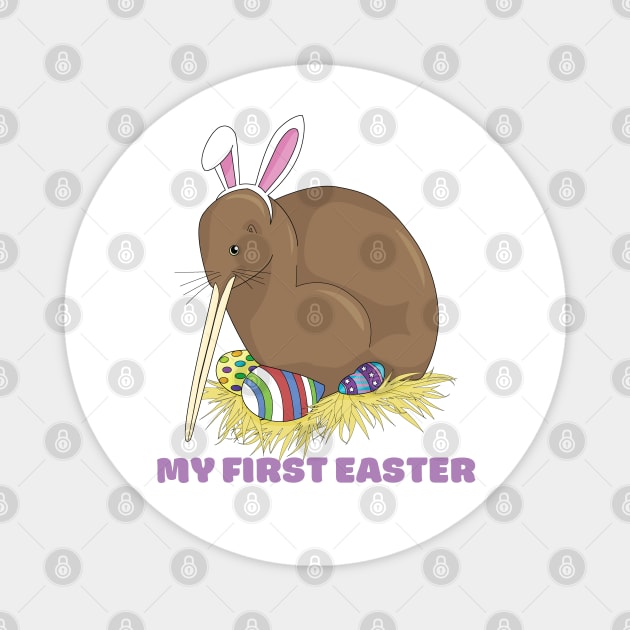My First Easter, Kiwi with Easter Eggs Magnet by Zennic Designs